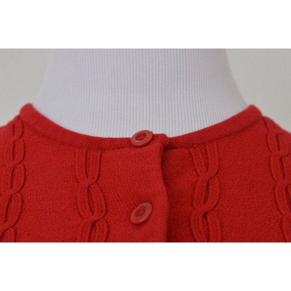 Vintage 90s Acrylic Red Cable Knit‎ Cardigan - Picture 6 of 10